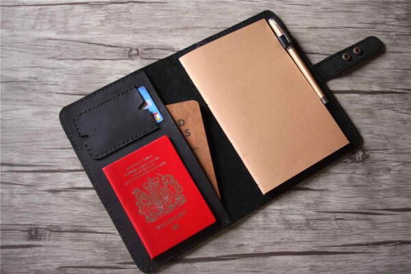 Personalized Black Leather Travel Journal Notebook