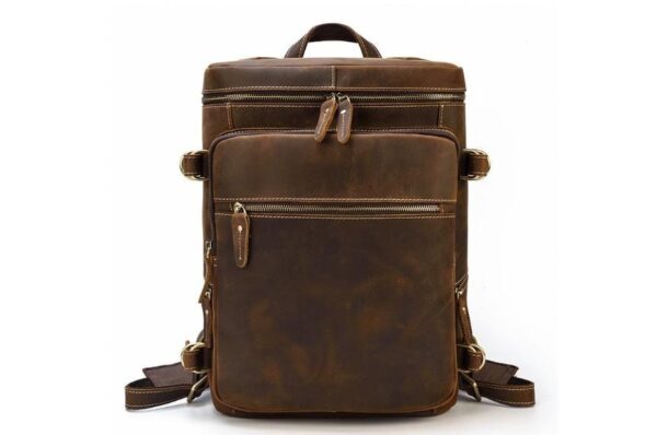 Womens Brown Leather Backpack Bag Mens Rucksack Purse