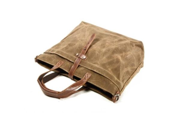 Mens Canvas Tote Leather Shoulder Bag - Image 2