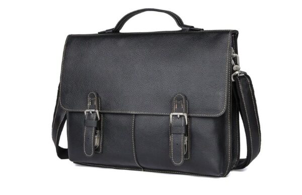 DESIGNER BLACK LEATHER LAPTOP BAG BRIEFCASE