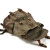 Army Green Womens Waxed Canvas Backpack Purse Bag - Image 2