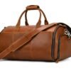 Vintage Dark Brown Large Leather Duffle Bag Mens - Image 3
