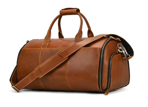 Vintage Dark Brown Large Leather Duffle Bag Mens - Image 3