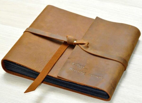 Engraved Leather Bridal Shower Guest Book Album - Image 3