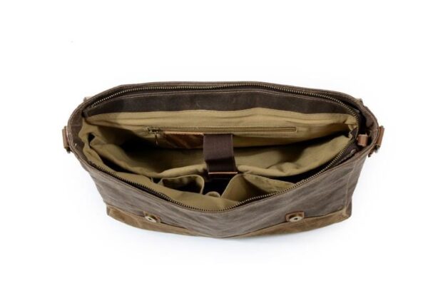 Canvas Leather Briefcase for Men Messenger - Image 3