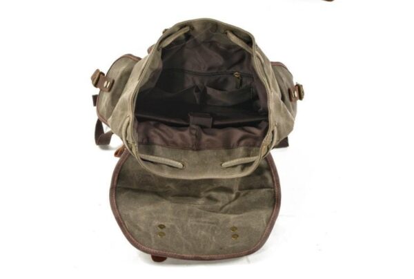 Army Green Womens Waxed Canvas Backpack Purse Bag - Image 3