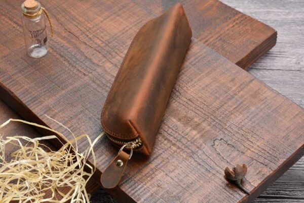 Engraved Leather Pencil Pouch Bag Roll - Image 2