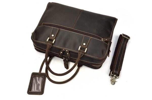 DARK BROWN MENS LEATHER STYLISH LAPTOP BAGS - Image 2