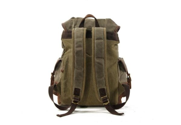 Army Green Womens Waxed Canvas Backpack Purse Bag - Image 4