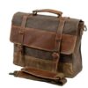 Mens Canvas Messenger Bag Leather Shoulder Briefcase