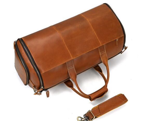 BROWN LEATHER DUFFLE BAG MENS - Image 5