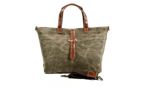 Mens Canvas Tote Leather Shoulder Bag - Image 5