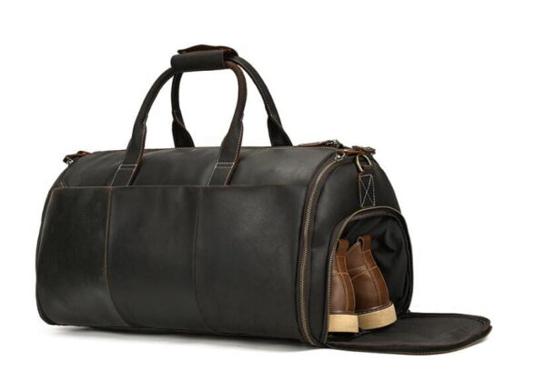 Vintage Dark Brown Large Leather Duffle Bag Mens