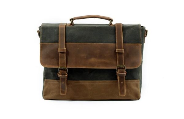 Canvas Leather Briefcase for Men Messenger