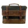 Mens Canvas Messenger Bag Leather Shoulder Briefcase - Image 6