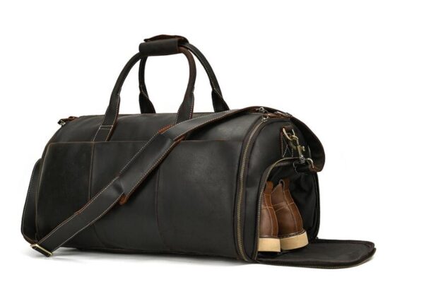 Vintage Dark Brown Large Leather Duffle Bag Mens - Image 2