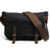 Black Canvas Messenger Bag Shoulder Handbag
