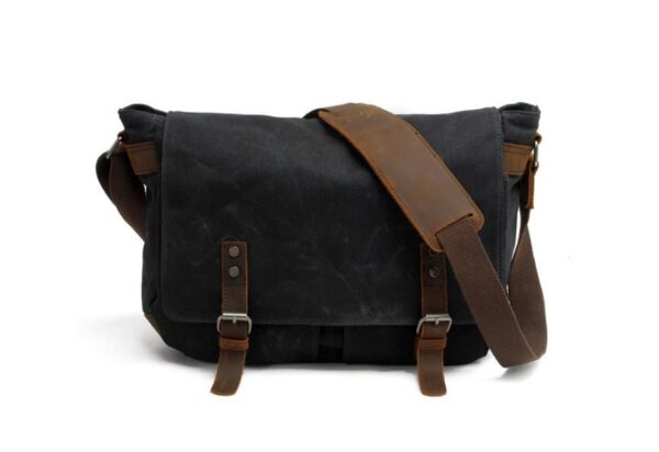 Black Canvas Messenger Bag Shoulder Handbag