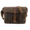 Womens Small Canvas Messenger Bag Grey, Brown, Green - Image 3