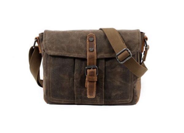 Womens Small Canvas Messenger Bag Grey, Brown, Green - Image 3