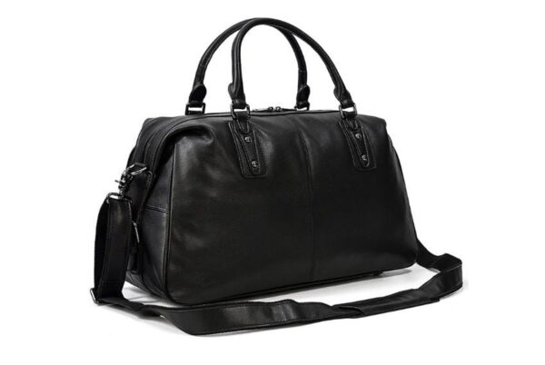 Black Leather Travel Luggage Bag Mens and Womens