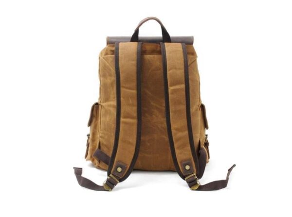 Canvas Leather Travel Backpack Rucksack Bags - Image 3