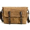Canvas and Leather Messenger Bag Shoulder Handbag