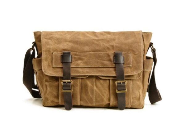 Canvas and Leather Messenger Bag Shoulder Handbag