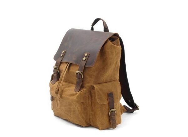 Canvas Leather Travel Backpack Rucksack Bags - Image 4