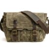 Canvas and Leather Messenger Bag Shoulder Handbag - Image 4