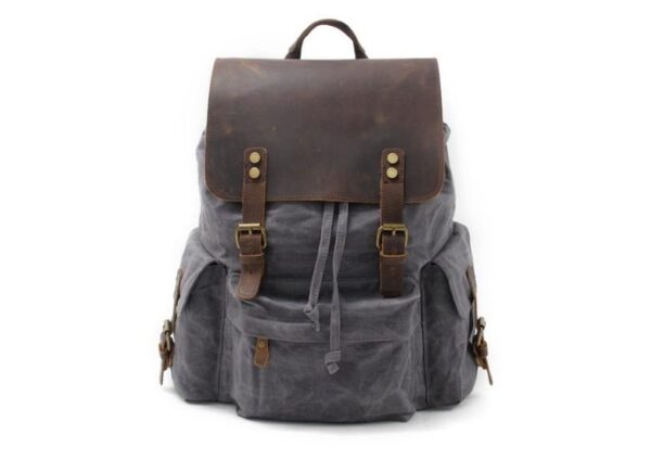 Canvas Leather Travel Backpack Rucksack Bags - Image 6