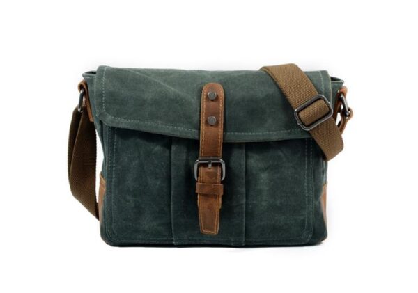 Womens Small Canvas Messenger Bag Grey, Brown, Green - Image 4