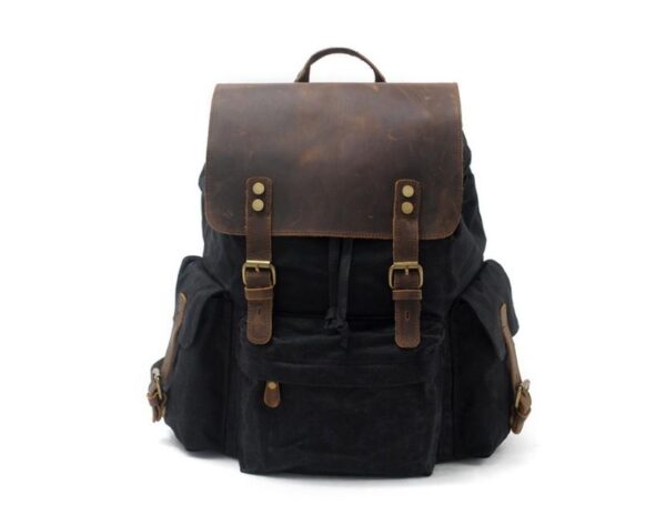 Canvas Leather Travel Backpack Rucksack Bags - Image 7