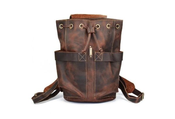 Rustic Brown Leather Convertible Backpack Purse