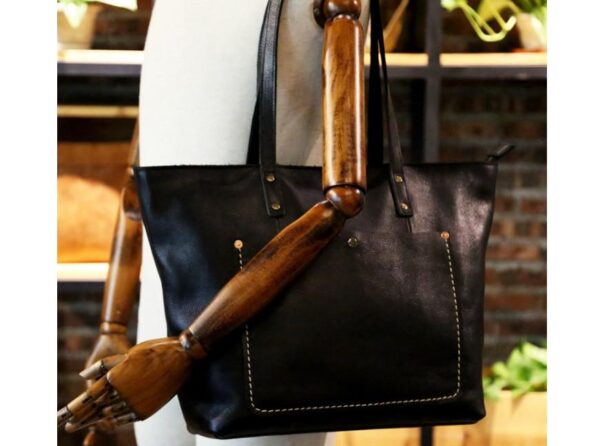 Leather Tote Bag Zipper Handbag - Image 5