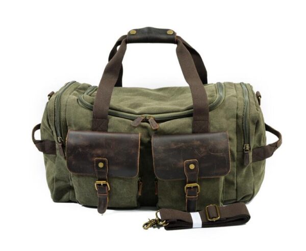 Mens & Womens Canvas Duffle Bags Grey Brown Green - Image 5