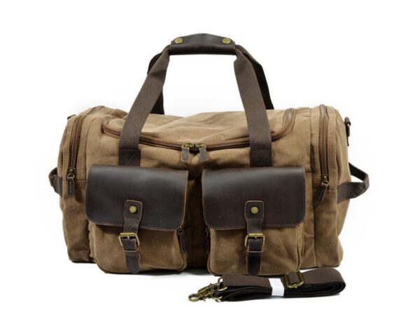 Mens & Womens Canvas Duffle Bags Grey Brown Green - Image 4