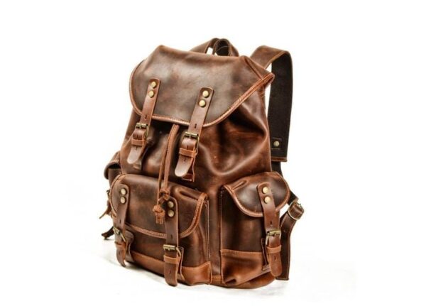 Womens Genuine Brown Leather Backpack Purse