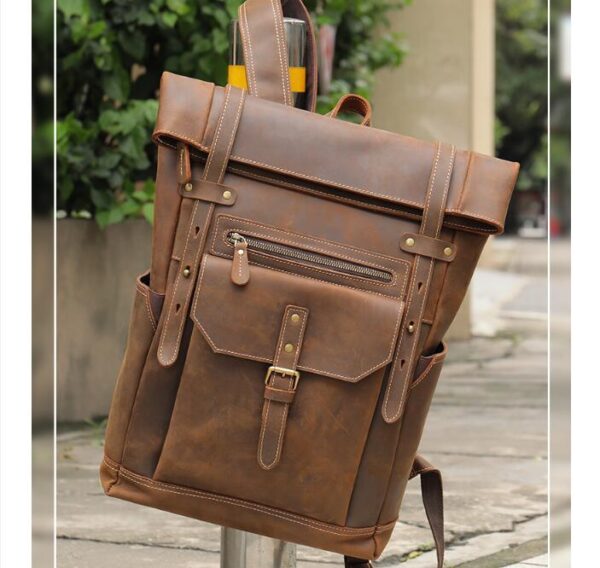 GENUINE BROWN LEATHER BACKPACK PURSE BAG