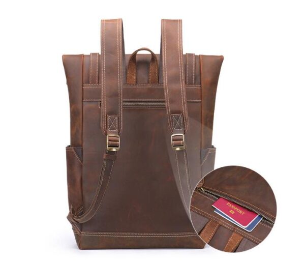 GENUINE BROWN LEATHER BACKPACK PURSE BAG - Image 3