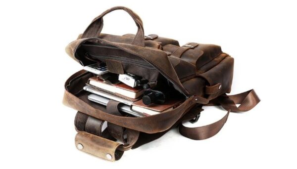 BROWN LEATHER LAPTOP BACKPACK PURSE - Image 2