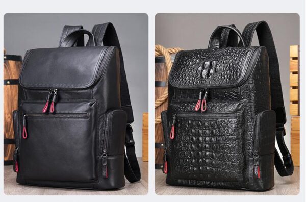 Large Black Leather Backpack Bag - Image 2