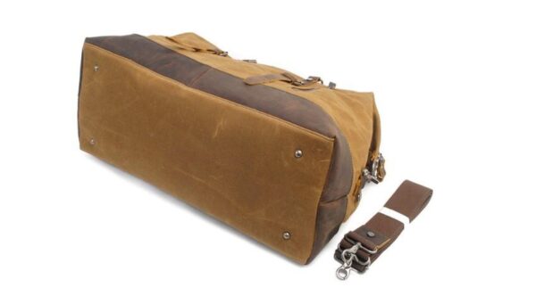 MEN'S & WOMEN'S VINTAGE WAXED CANVAS AND LEATHER TRAVEL BAG - Image 4