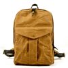 Canvas & Leather Backpack Purse Grey Black Brown - Image 4