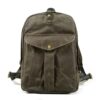 Canvas & Leather Backpack Purse Grey Black Brown