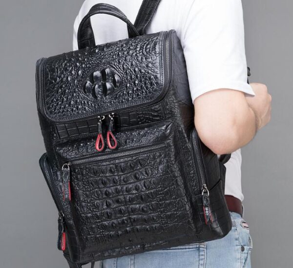 Large Black Leather Backpack Bag - Image 5