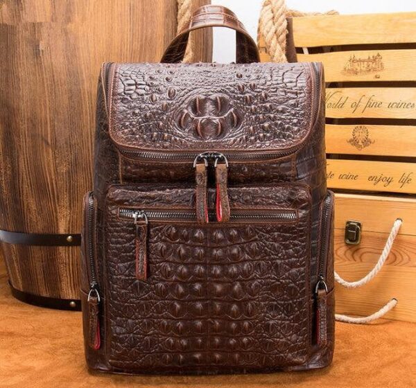 Large Black Leather Backpack Bag - Image 6