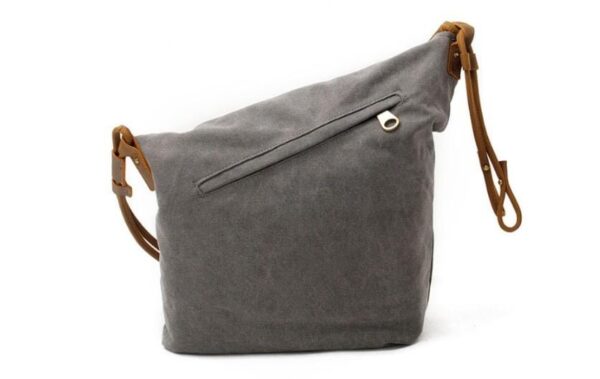 Large Canvas Messenger Bag Leather Shoulder Handbag - Image 2