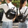 Unique Round Black Leather Backpack Bag - Image 2