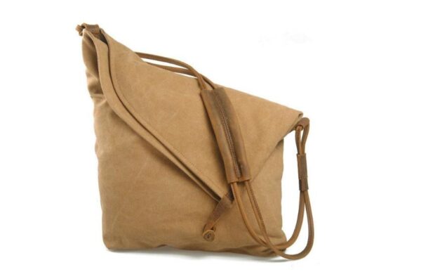 Large Canvas Messenger Bag Leather Shoulder Handbag - Image 3